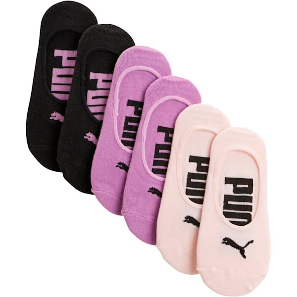 Girl's Non-Terry Liner Socks [6 Pack], PINK / BLACK, extralarge